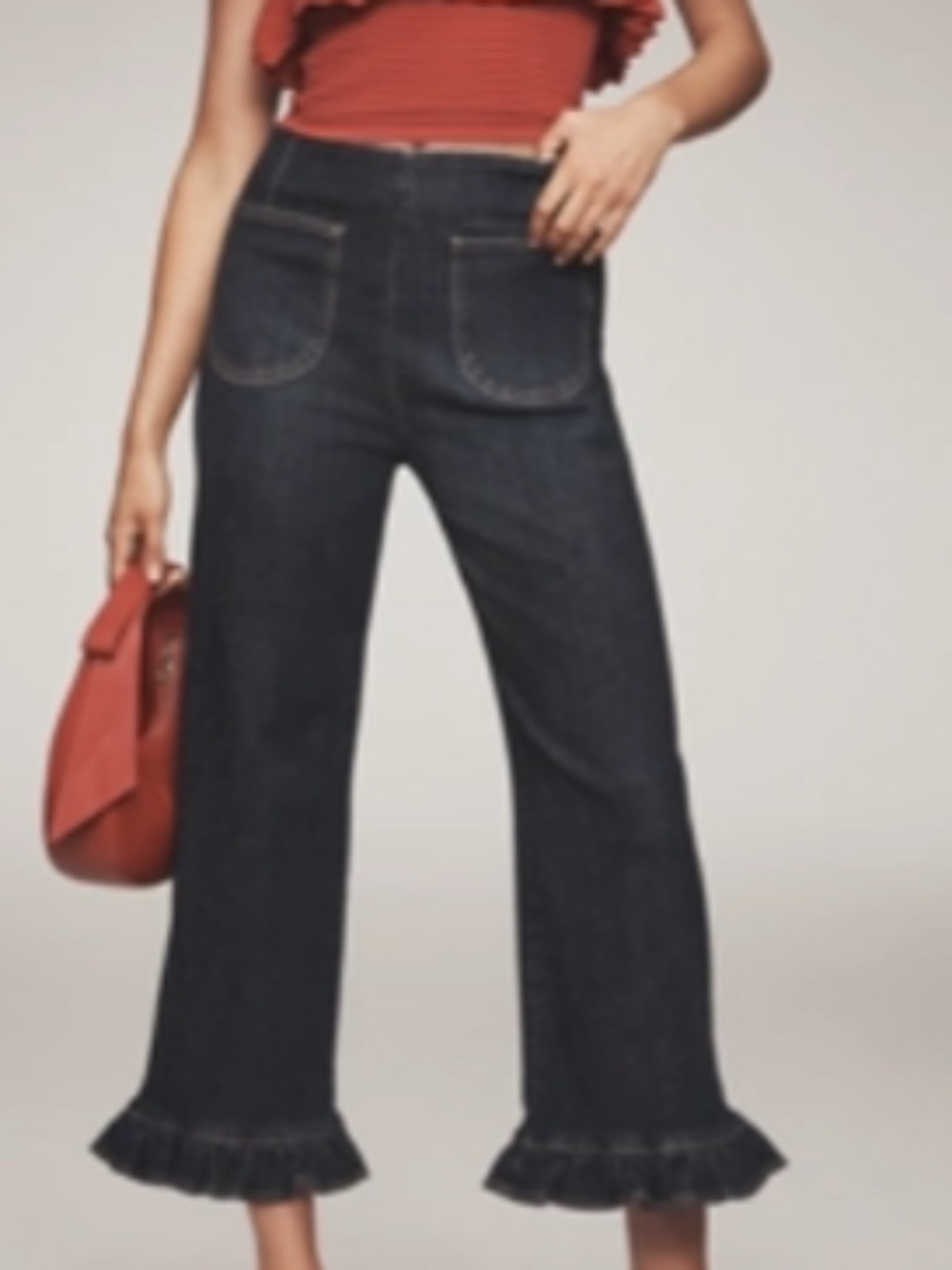 NWT Anthropologie Maeve Colette Ruffle Hem Jeans 32 Tall